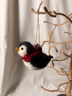 Felt Penguin with Snowball Ornament