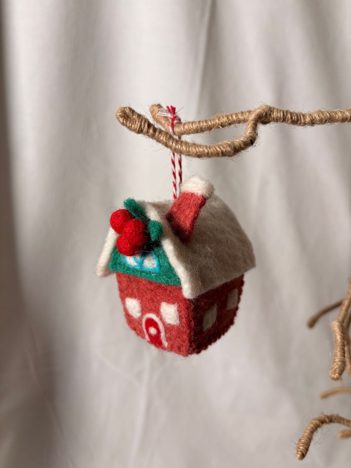 Felt Gingerbread House Ornament - Red Door Felt Gingerbread House Ornament - Red Door