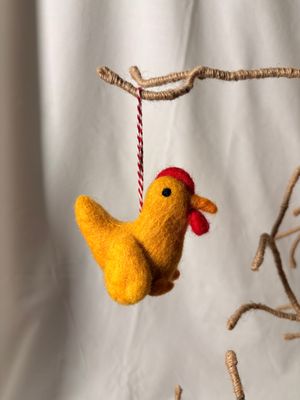 Felt Chicken Ornament - Orange