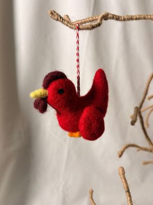 Felt Chicken Ornament - Red