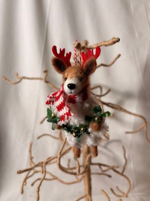 Felt Dog Holding Garland Ornament