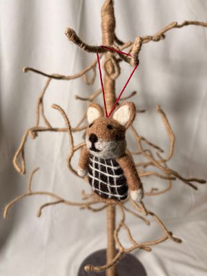 Felt Dog Ornament - Brown
