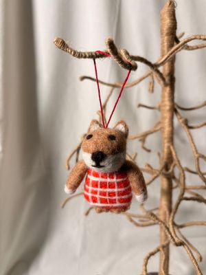 Felt Dog Ornament - Orange