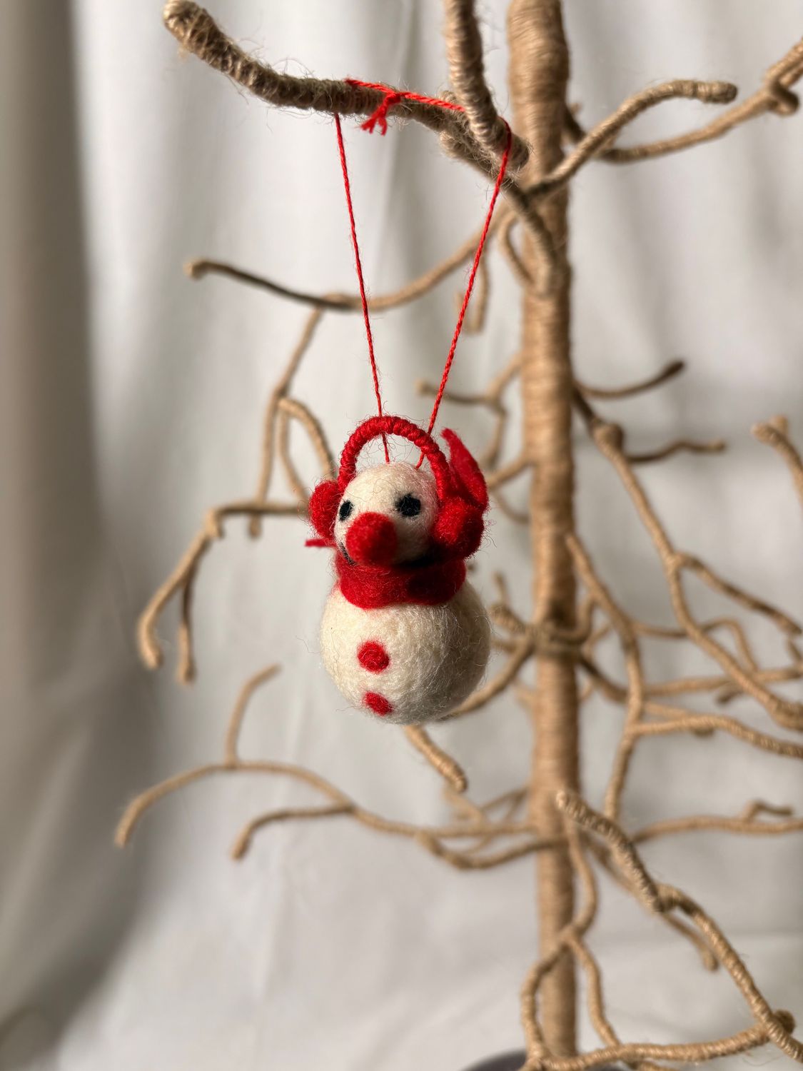 Felt Mini Snowman w/Scarf &amp; Earmuffs Ornament