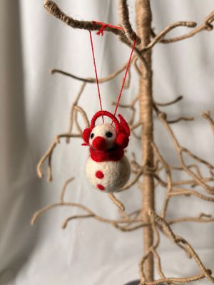Felt Mini Snowman w/Scarf &amp; Earmuffs Ornament