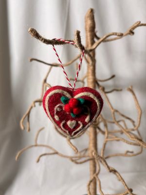 Felt Gingerbread Heart Ornament