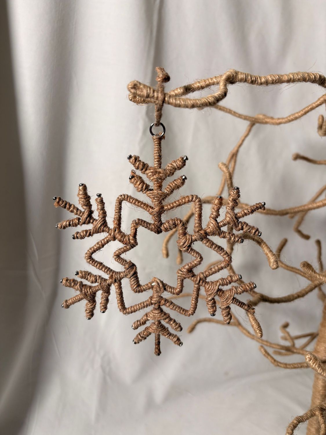 Jute Wrapped Snowflake Ornament 5.5" Jute Wrapped Snowflake Ornament 5.5"