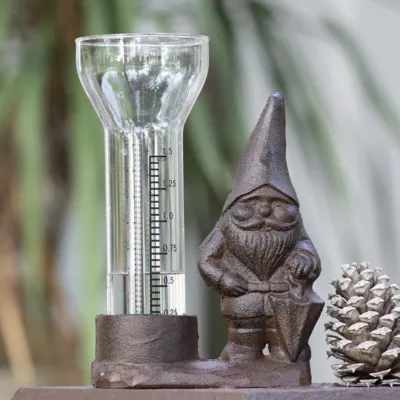 Cast Iron Garden Gnome Rain Gauge