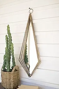 Tall Diamond Antique Brass Mirror