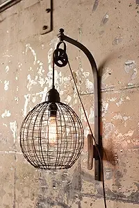 Wire Sphere Wall Sconce w/Pulley