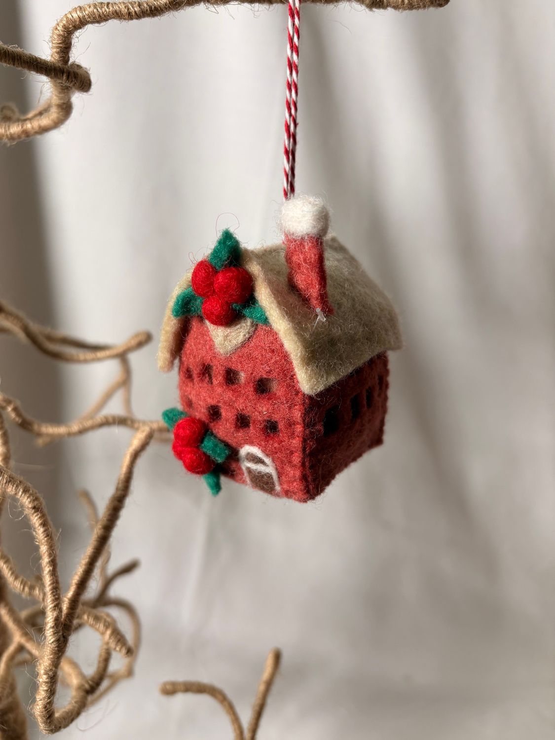 Felt Brick Gingerbread House Ornament - Brown Door 2.5" Felt Brick Gingerbread House Ornament - Brown Door 2.5"