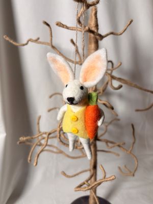 Felt Bunny w/Yellow Vest Ornament