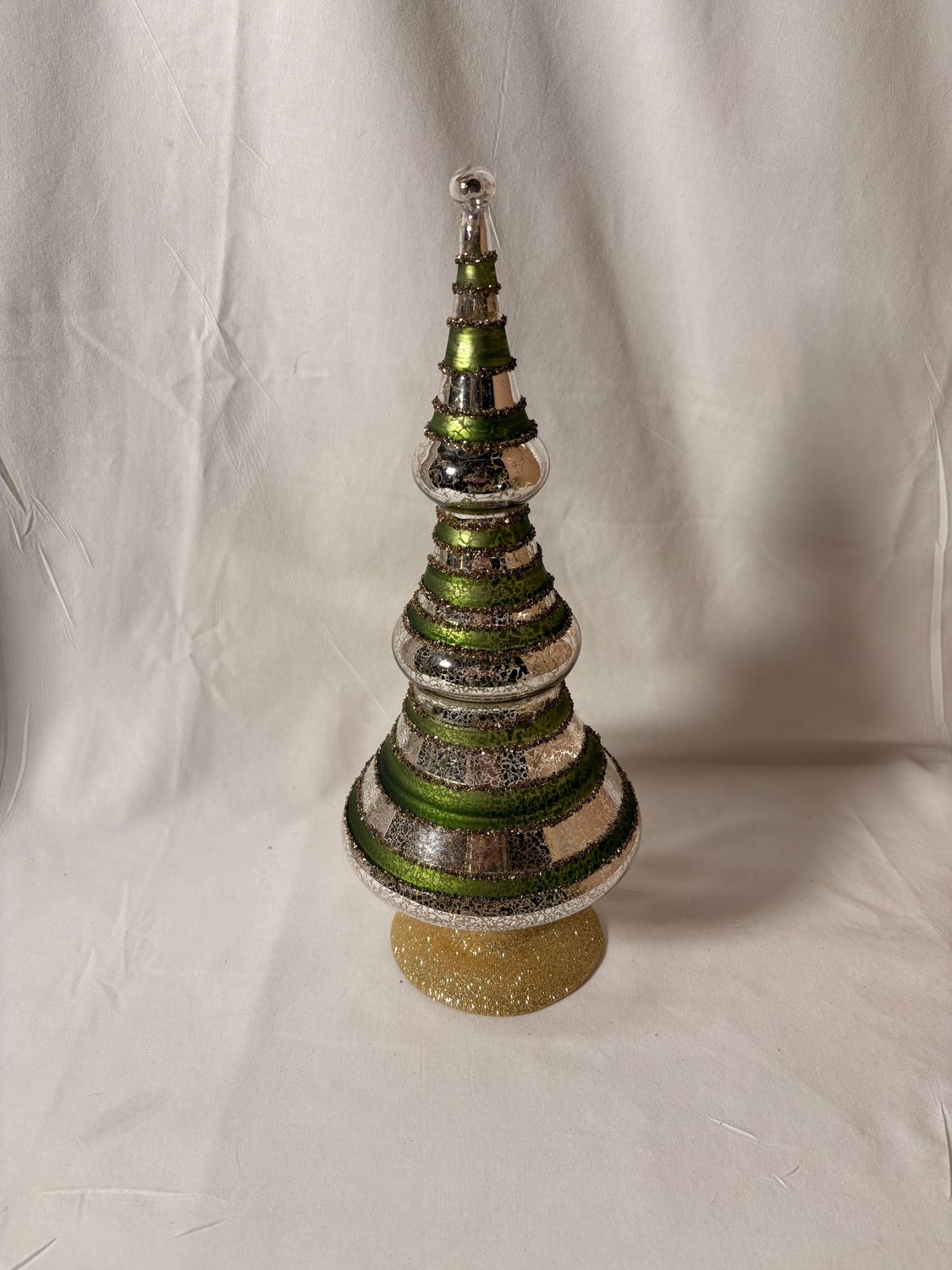Glass Light up Green/Gold Glitter Tree 12" Glass Light up Green/Gold Glitter Tree 12"
