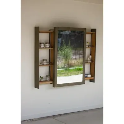 Mirror w/Rolling Door Shelves