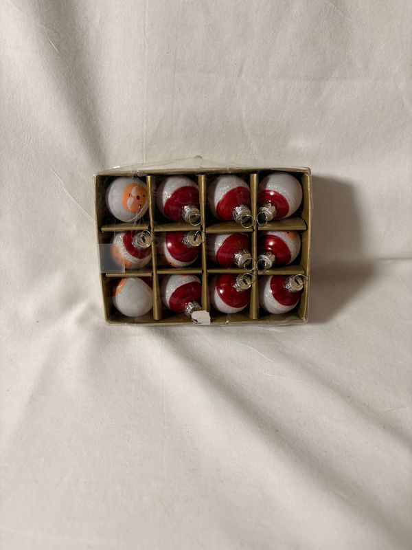 S/12 Mini Glass Santa Balls