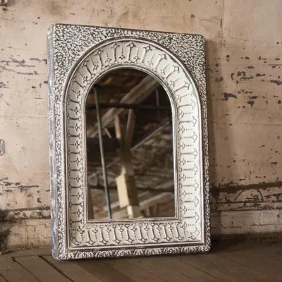 Pressed Metal Arched Wall Mirror