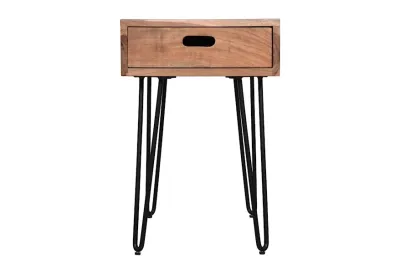 Metal &amp; Wood Chair Side Table