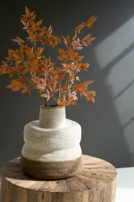 Seagrass Vessel - Natural w/Olive Base &amp; Stitching Lg