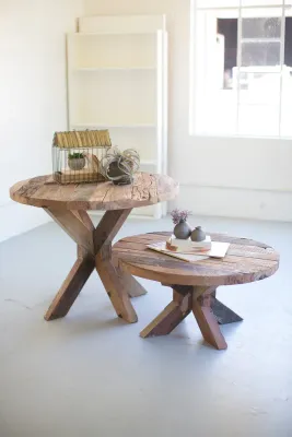 Round Recycled Wood Coffee Table