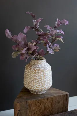White-Washed Wood Vase-Short White-Washed Wood Vase-Short