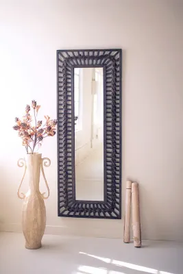 Large Rectangle Bamboo Framed Mirror