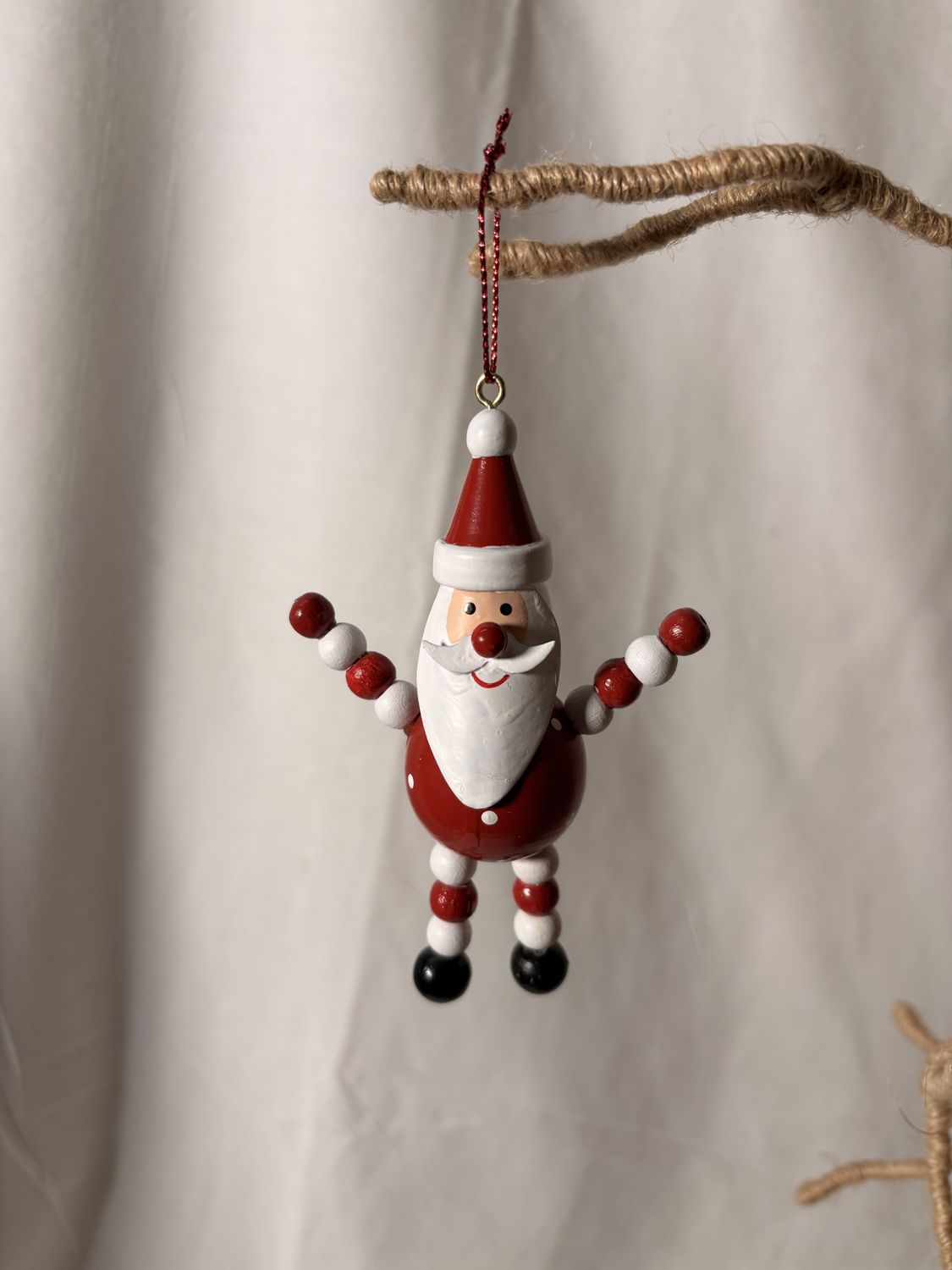 Wooden Beaded Ornament - Santa