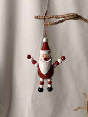 Wooden Beaded Ornament - Santa