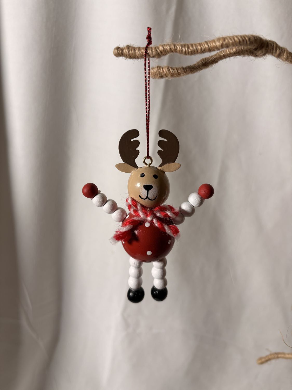Wooden Beaded Ornament - Reindeer