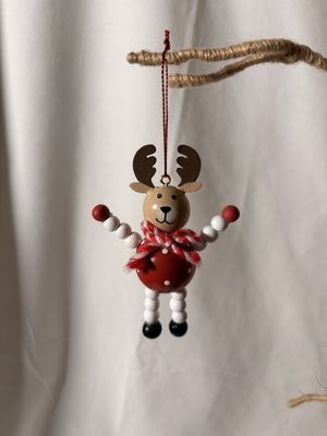 Wooden Beaded Ornament - Reindeer