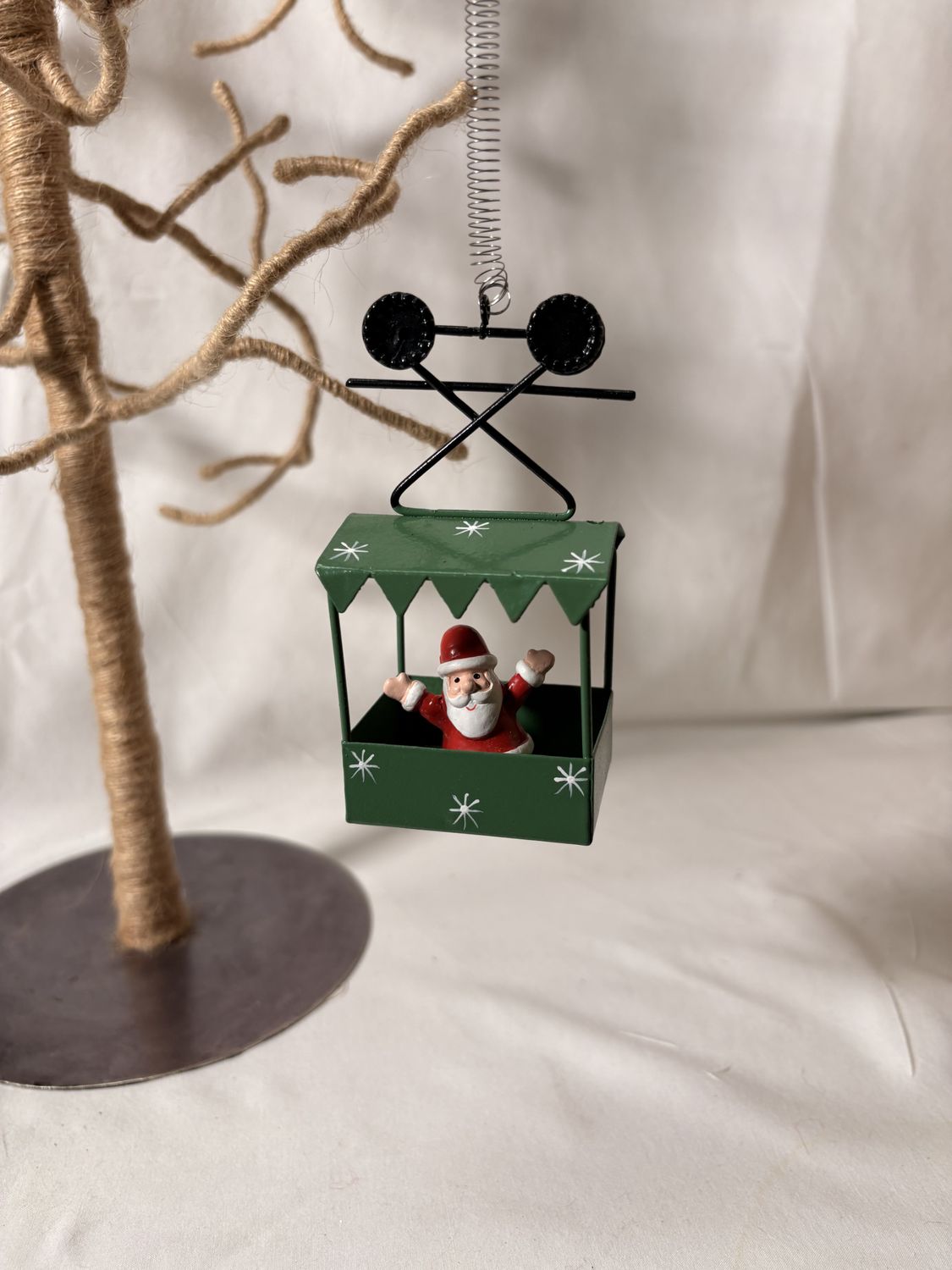 Santa in Green Gondola Ornament