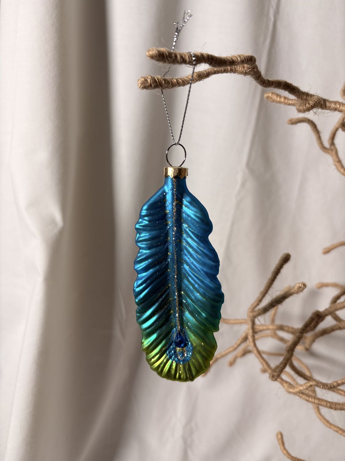 Glass Peacock Feather Ornament