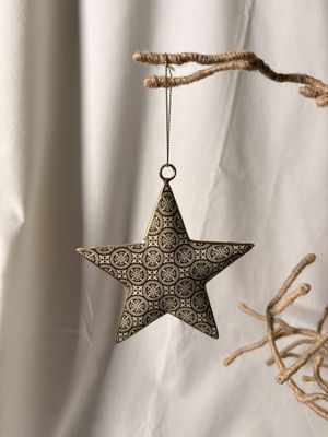 Metal Green/Gold Ornament - Star