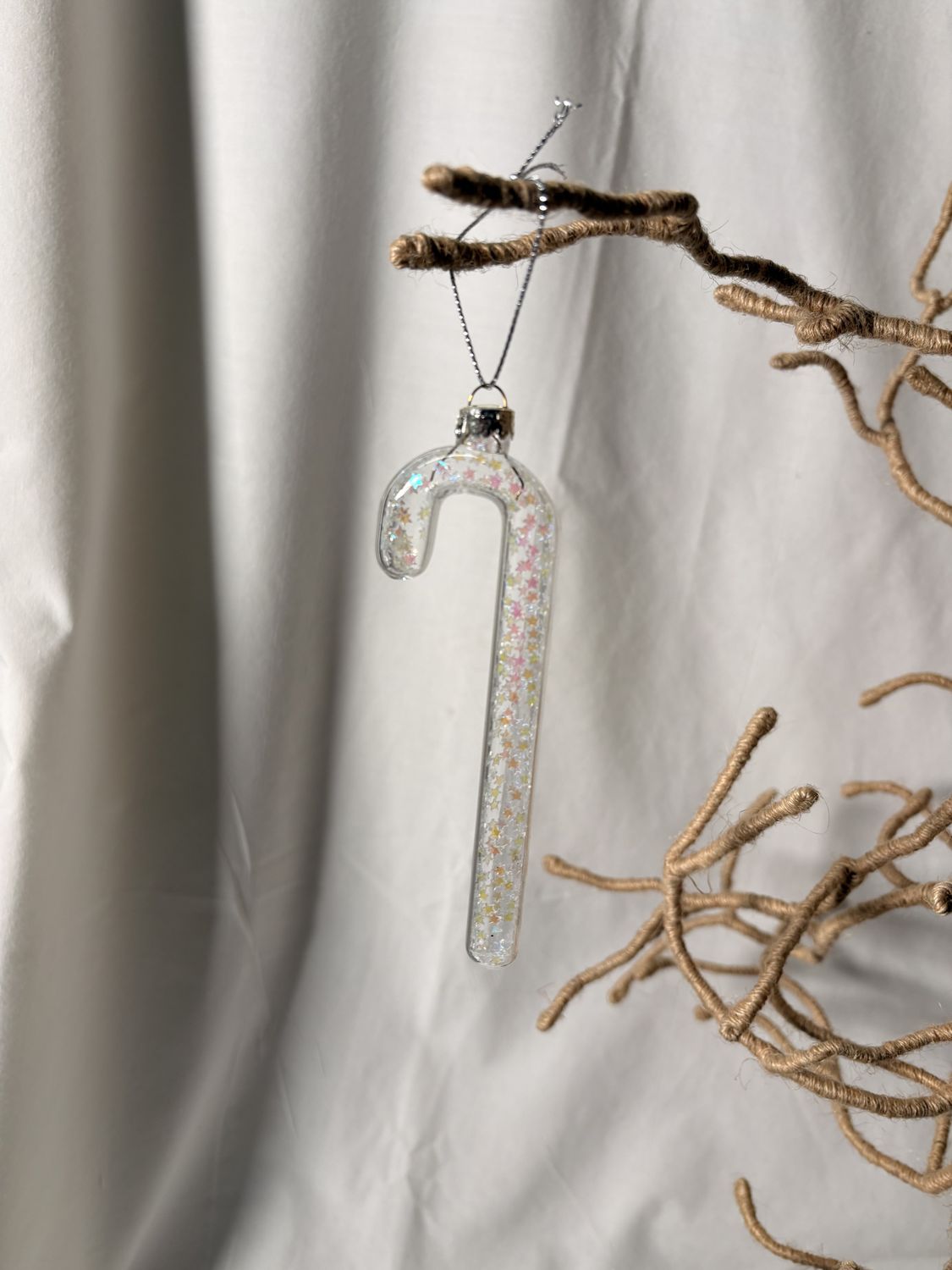 Glass Candy Cane Ornament - Clear