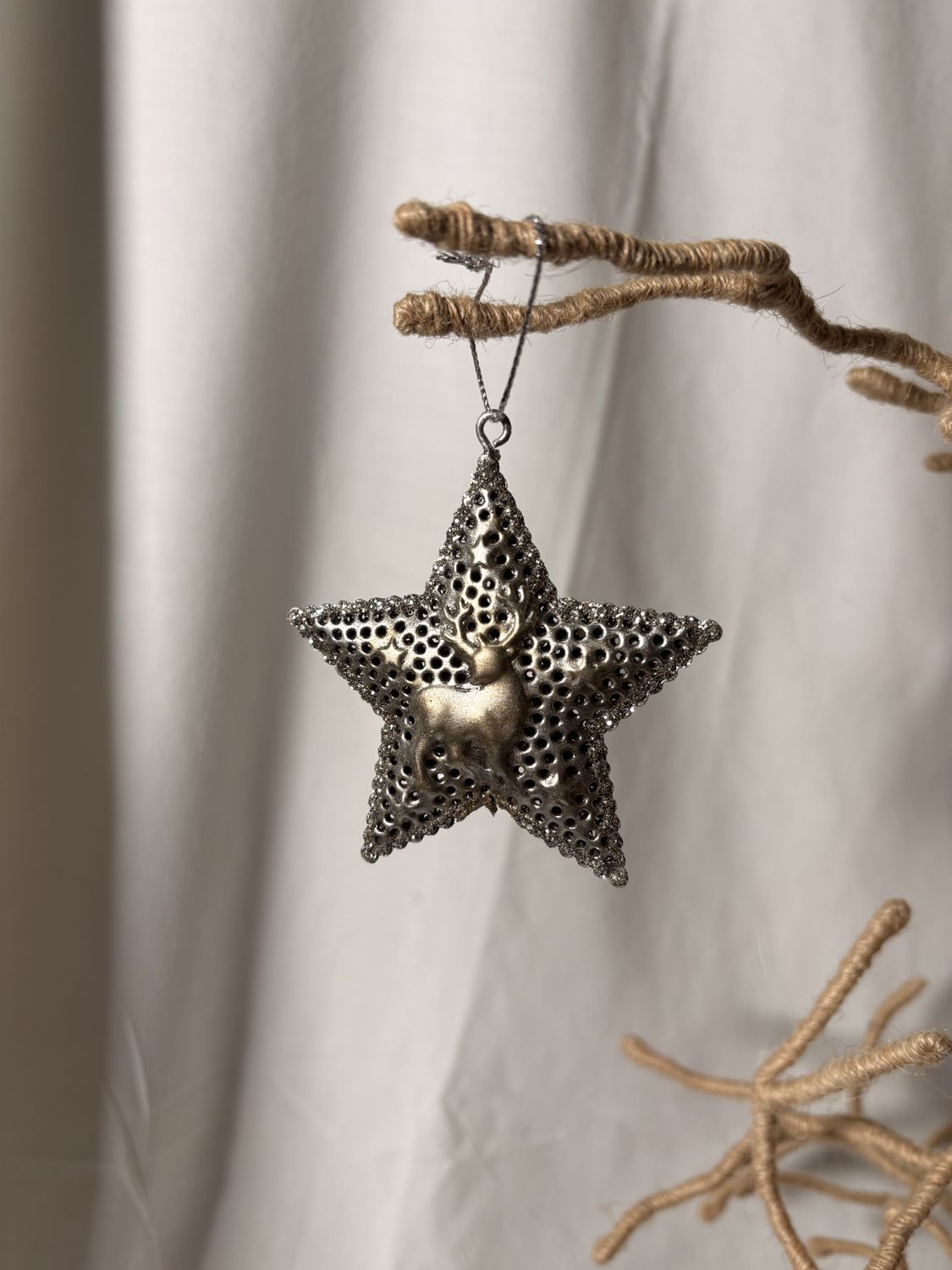 Stamped Metal Silver/Gold Ornament - Star