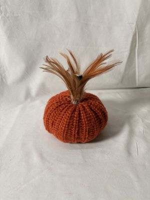 5" Orange Crocket Pumpkin w/Wood Stem