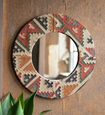 Round Kilim Fabric Mirror