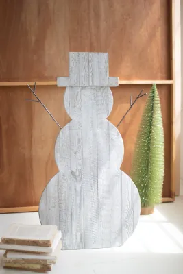 Recycled Wooden Snowman w/Stand