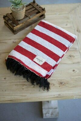 Cotton Throw-Red & White Cotton Throw-Red & White