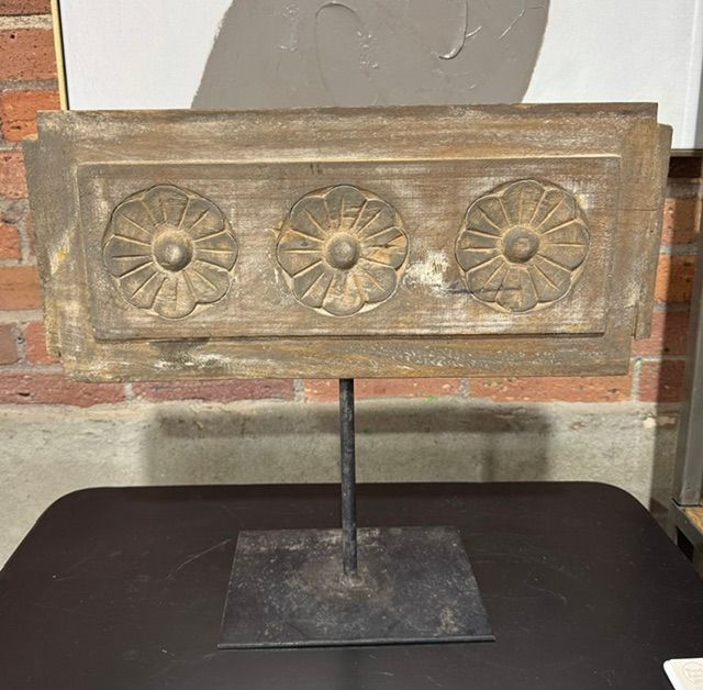 Repurposed Door Panel On Iron Stand I
