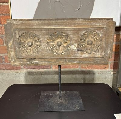 Repurposed Door Panel On Iron Stand I Repurposed Door Panel On Iron Stand I