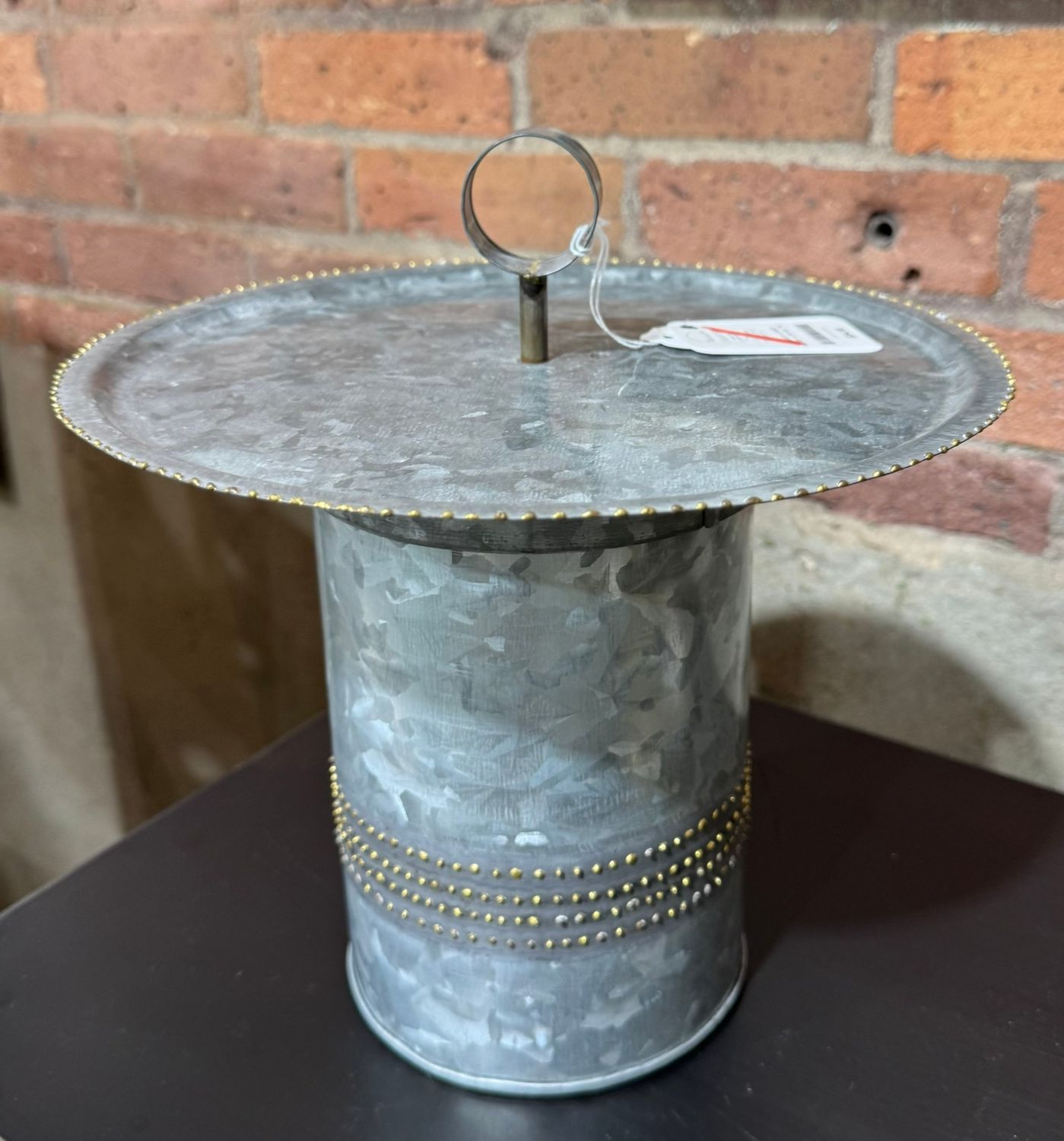 Galvanized Cylinder Canister w/Serving Tray Galvanized Cylinder Canister w/Serving Tray