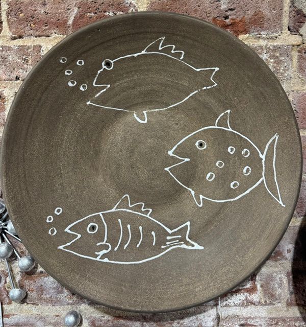 Lg. Round Ceramic Platter w/Fish Detail Lg. Round Ceramic Platter w/Fish Detail