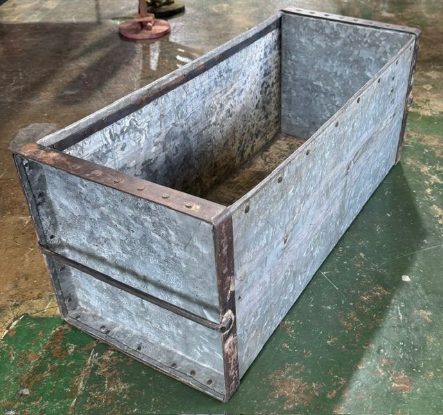 Large Rectangle Recycled Metal Container W/Side