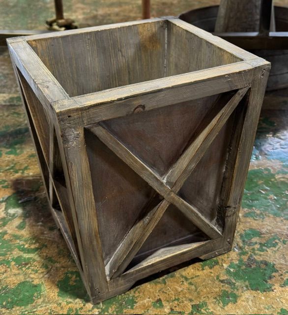 Wooden Planter Box w/Cross Design - Small Wooden Planter Box w/Cross Design - Small