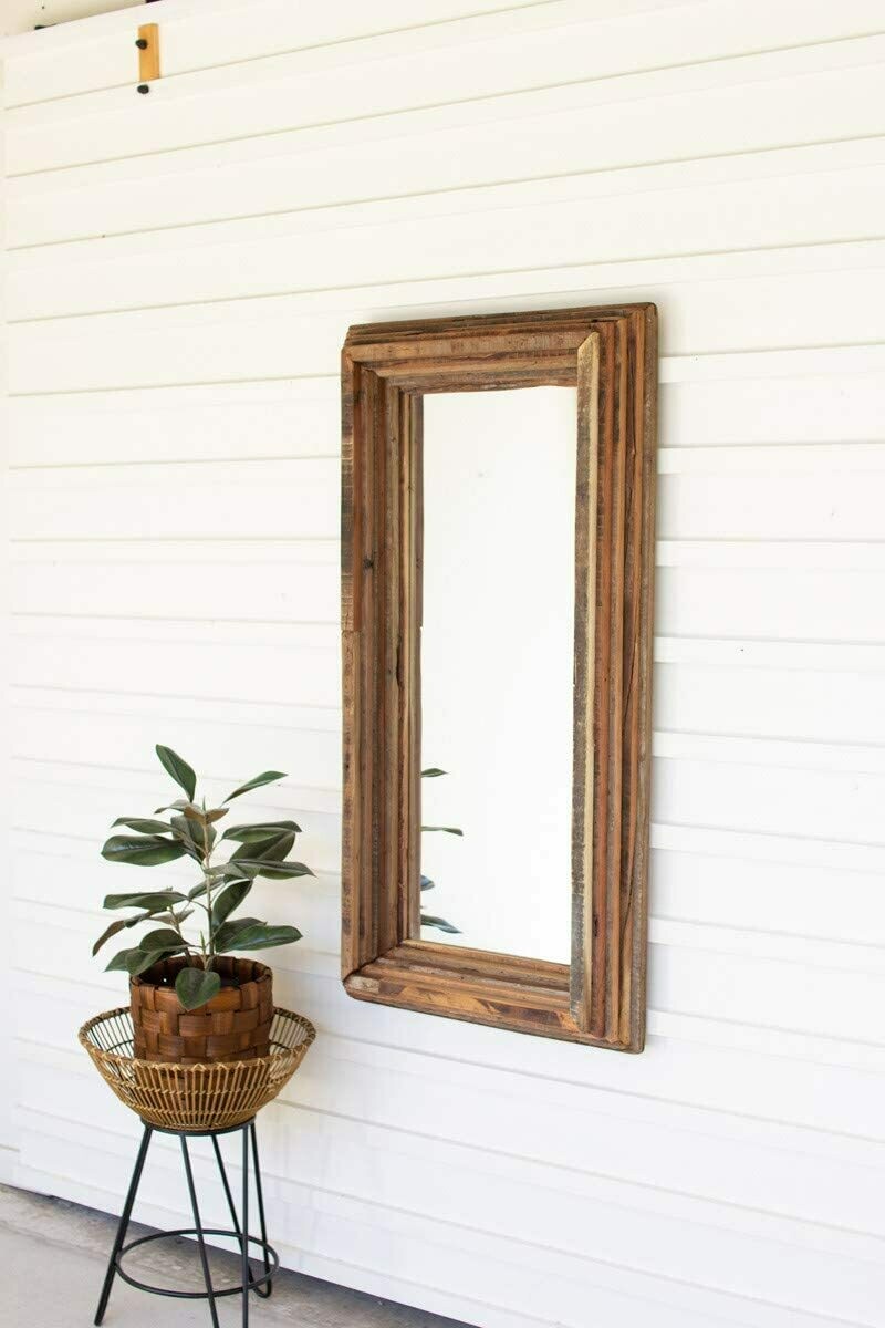 Recycled Wood Rectangle Multi Level Mirror Recycled Wood Rectangle Multi Level Mirror