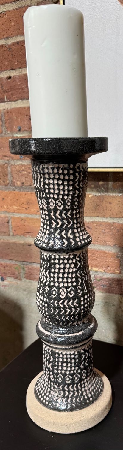 16" Candle Holder - Black Tribal 16" Candle Holder - Black Tribal