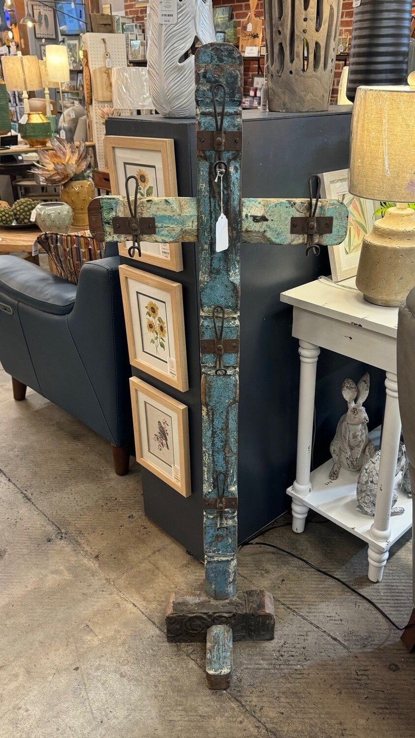 Recycled Wooden Standing Cross w/Hooks Recycled Wooden Standing Cross w/Hooks