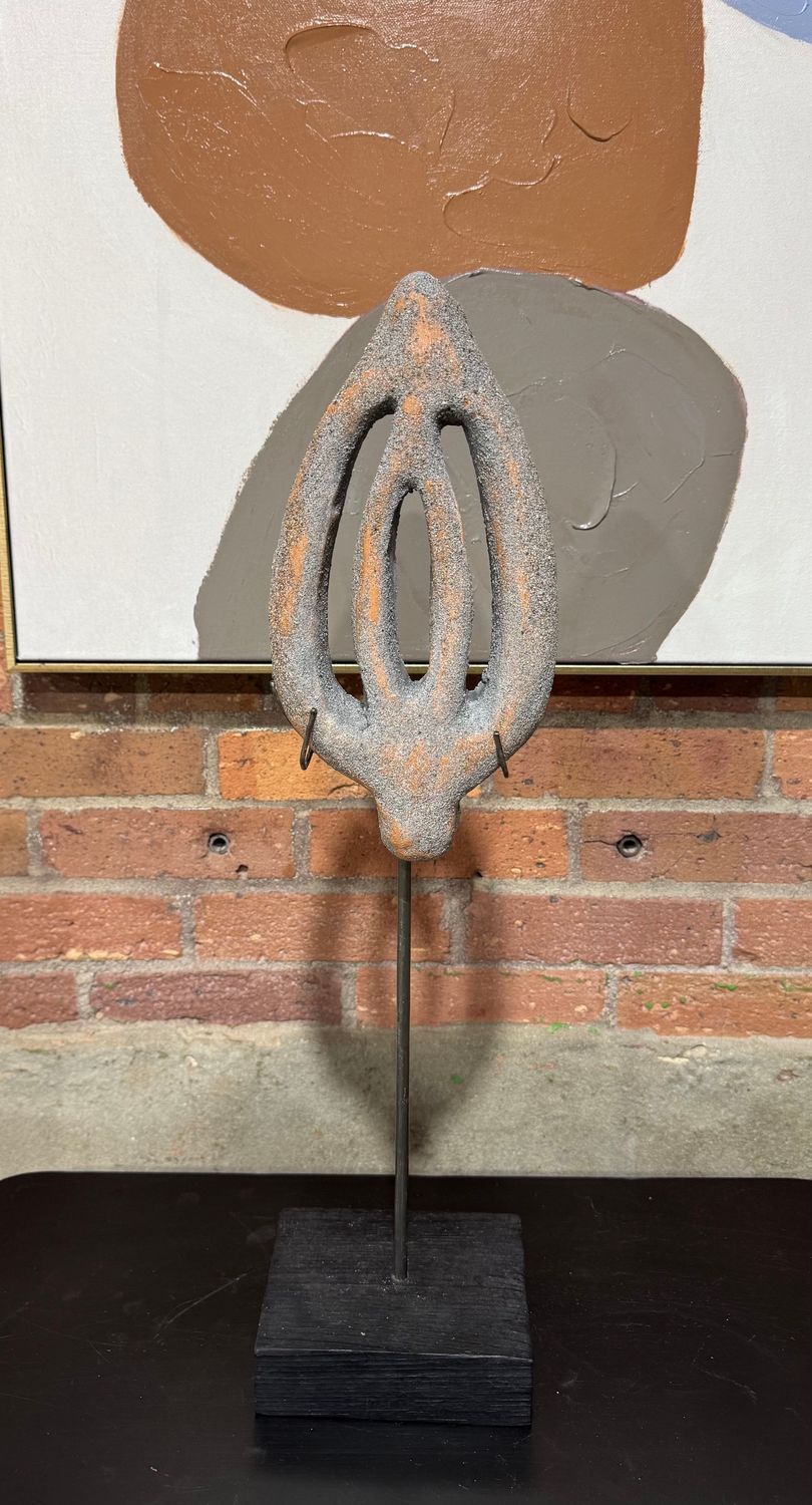 Clay Sculpture On Wooden Base I Clay Sculpture On Wooden Base I