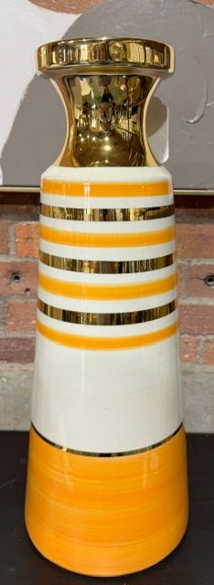 Ceramic 20" Tapered Vase, Orange Ceramic 20" Tapered Vase, Orange