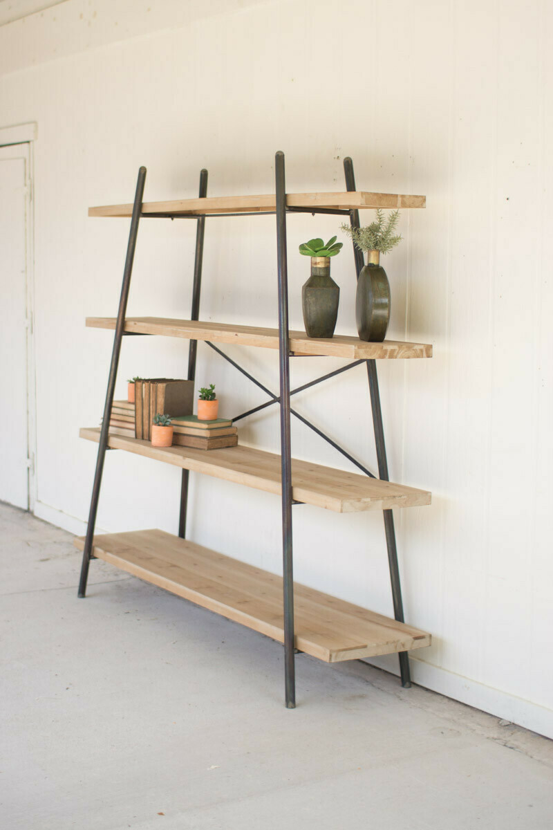 4 Tiered Wood &amp; Metal Display Shelf